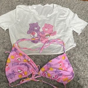 SHEIN Care bear bathing suit top & shirt coverup
